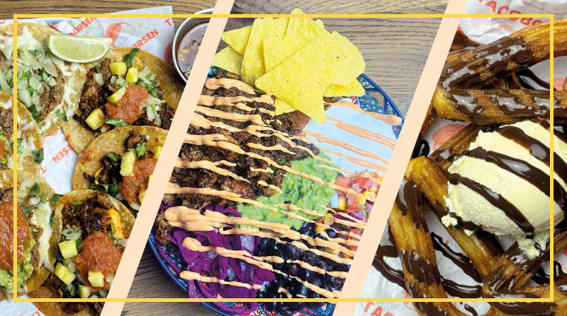 Billede af tacos, mexibowl og churros fra tacobørsen
